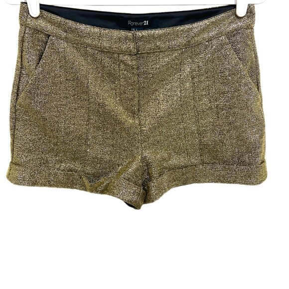 #757 Forever 21 Glitter Gold Shorts - Picture 1 of 1